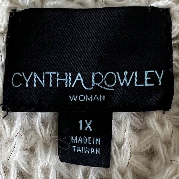 Cynthia Rowley Woman Sweater XL Ivory Cable Knit Textured Wool Blend Back Zip - Picture 5 of 6
